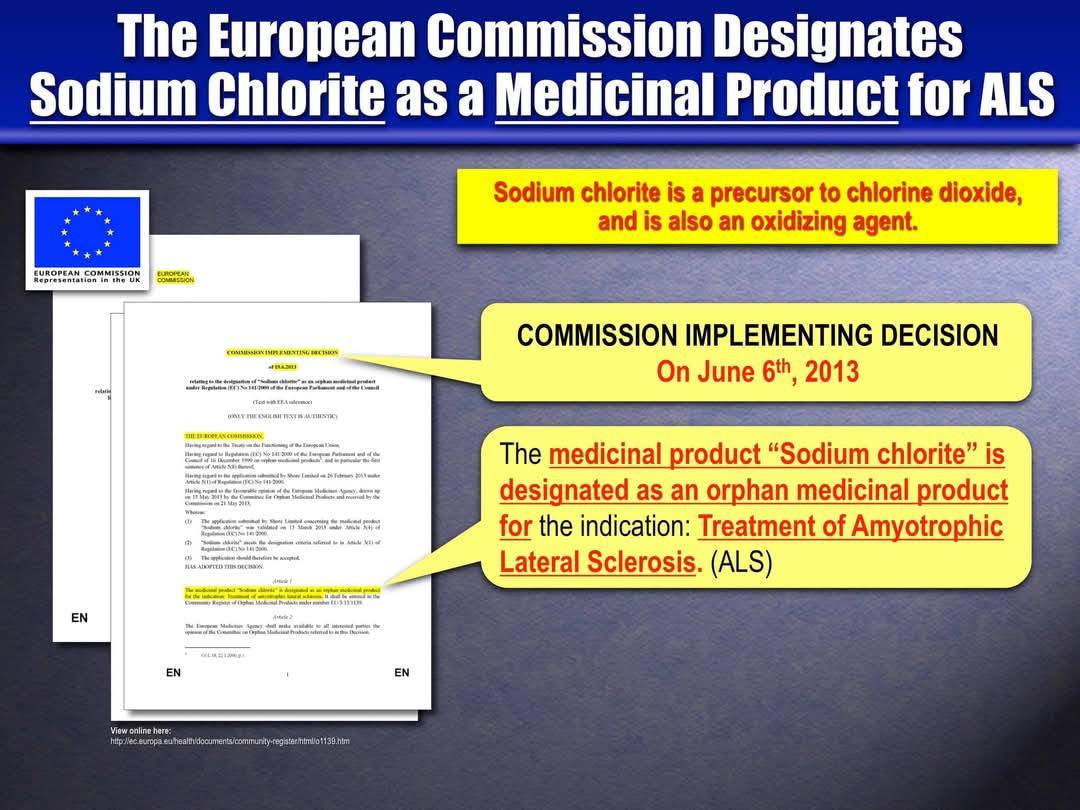 The European Commission Designates Sodium Chlorite as a Medicinal Product for ALS